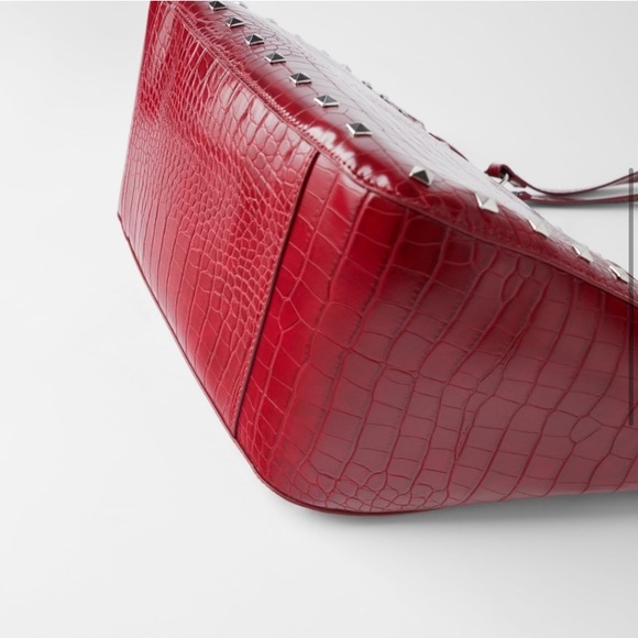 Zara animal embossed studded shopper bag - Picture 4 of 7